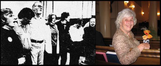 The Plowshares group with Agnes Bauerlein at the far left; and Agnes in more recent times